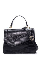 Women's Black Crocodile Handbag | Derimod