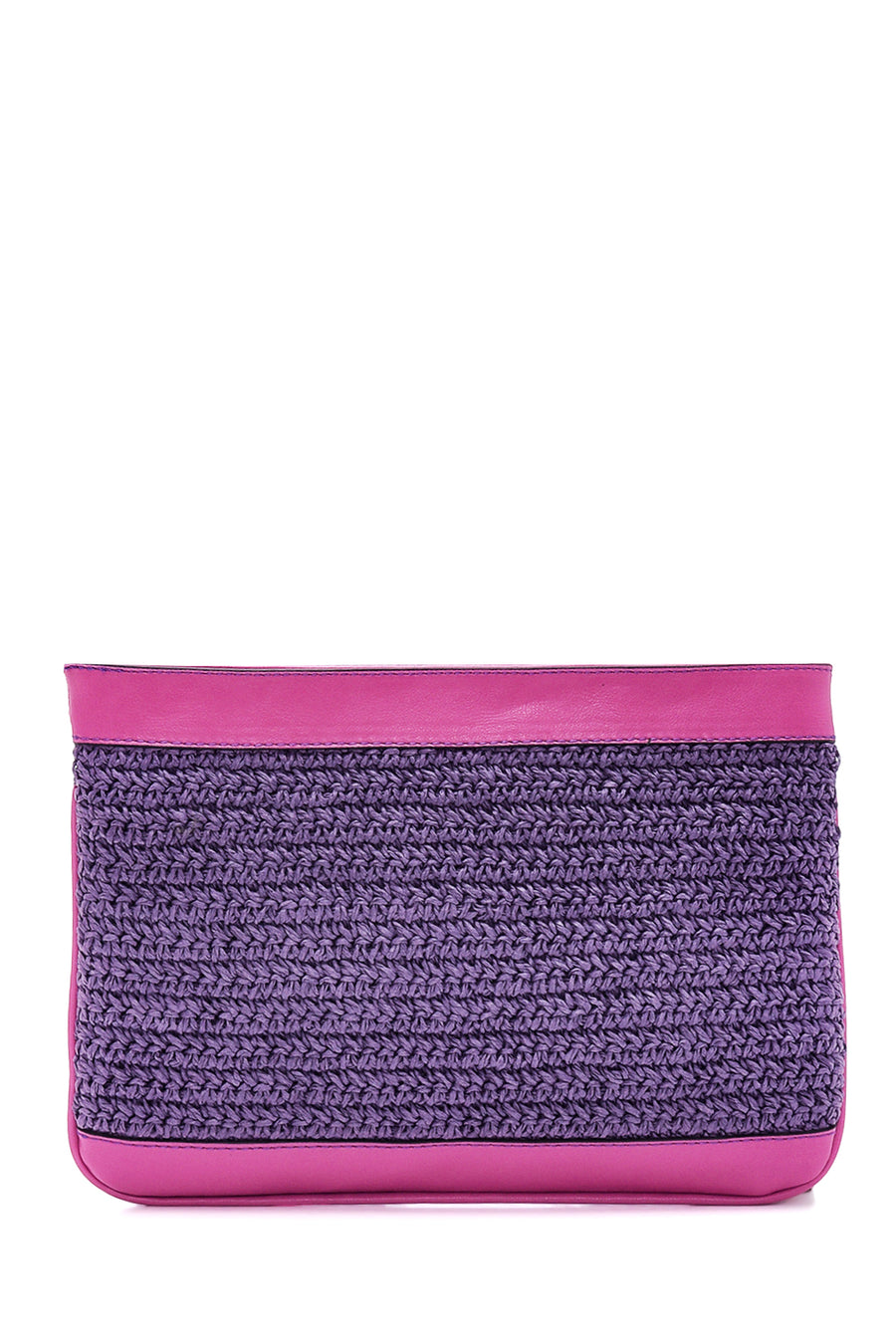 Women's Purple Straw Portfolio Bag