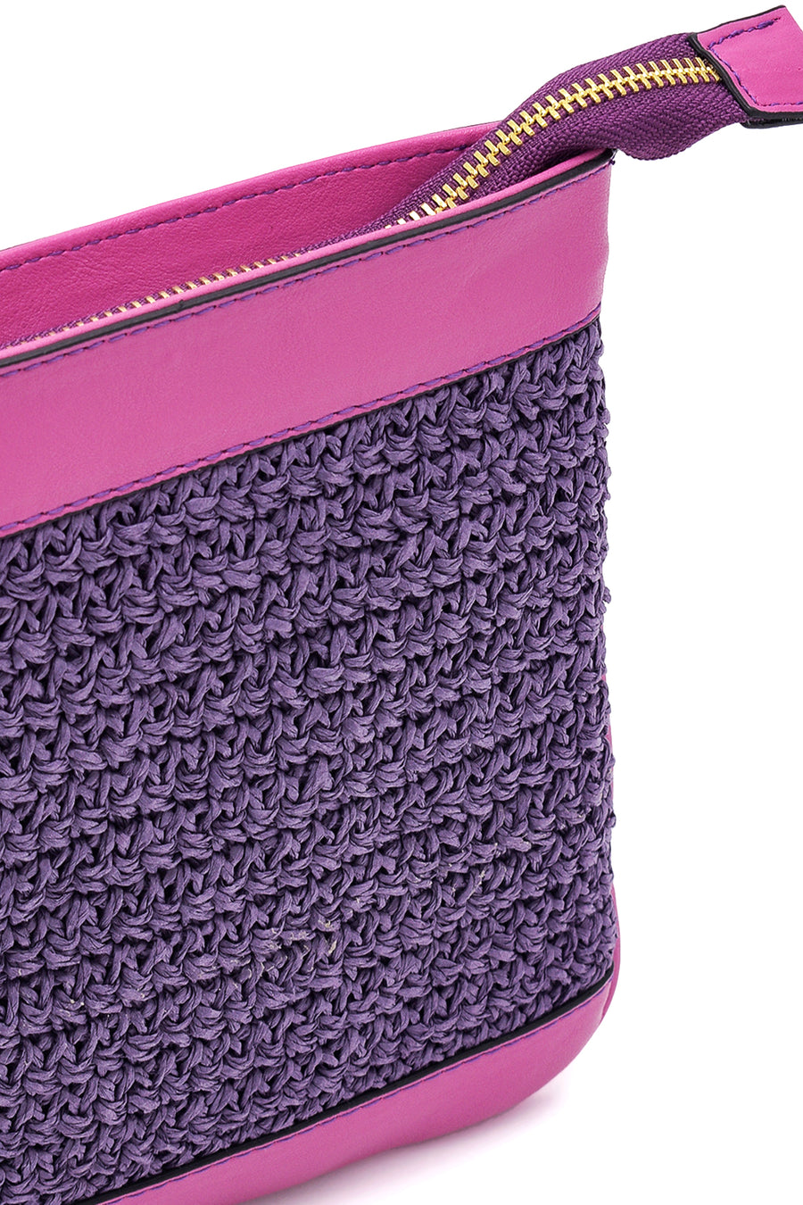 Women's Purple Straw Portfolio Bag