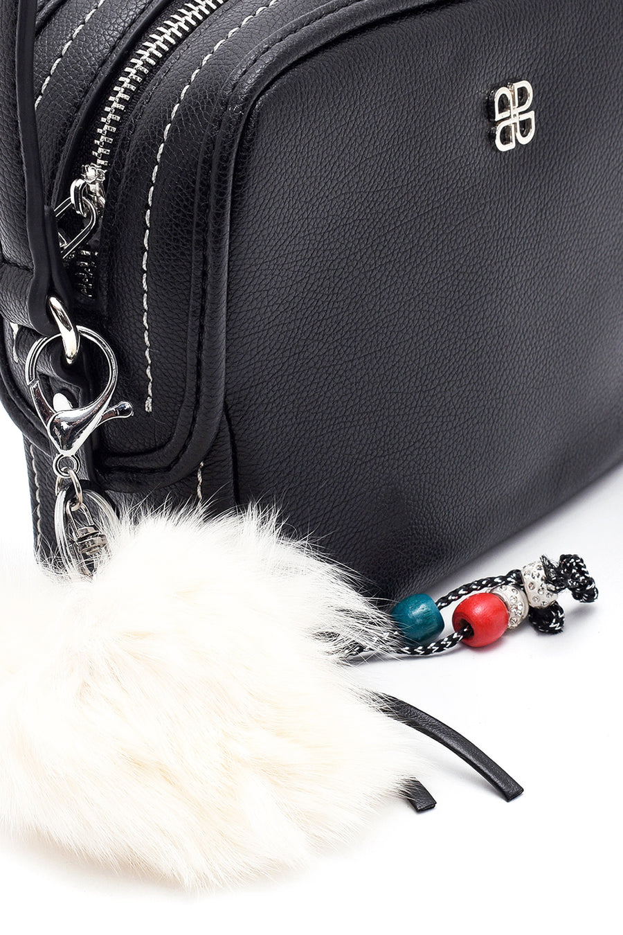 Women's Black Faux Leather Crossbody Bag