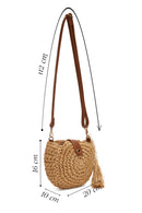 Women's Beige Straw Crossbody Bag with Shell Accessories | Derimod