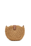 Women's Beige Straw Crossbody Bag with Shell Accessories | Derimod