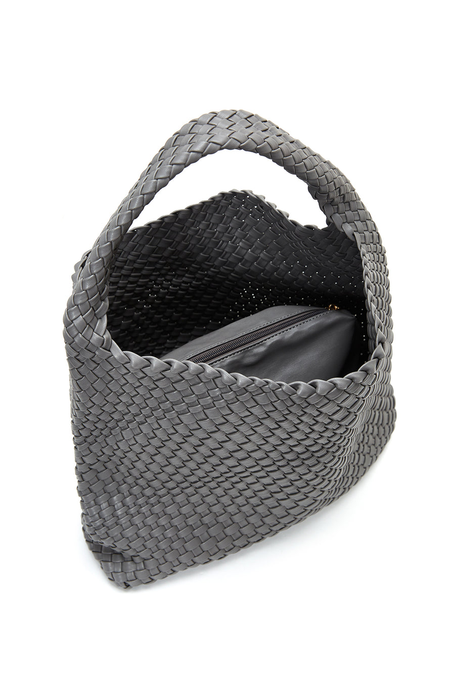 Women's Gray Braided Shoulder Bag