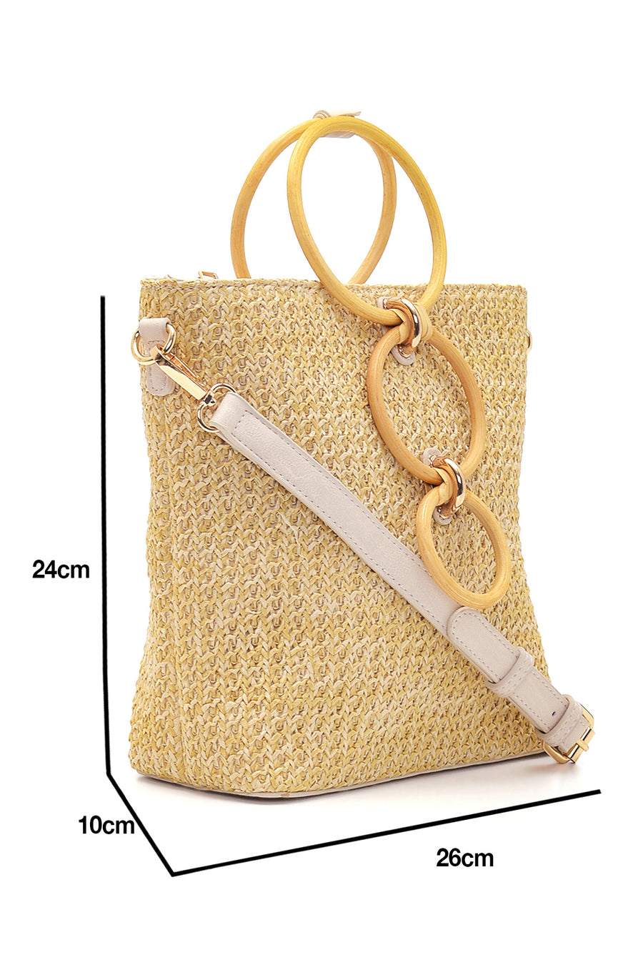 Women's Beige Straw Shoulder Bag