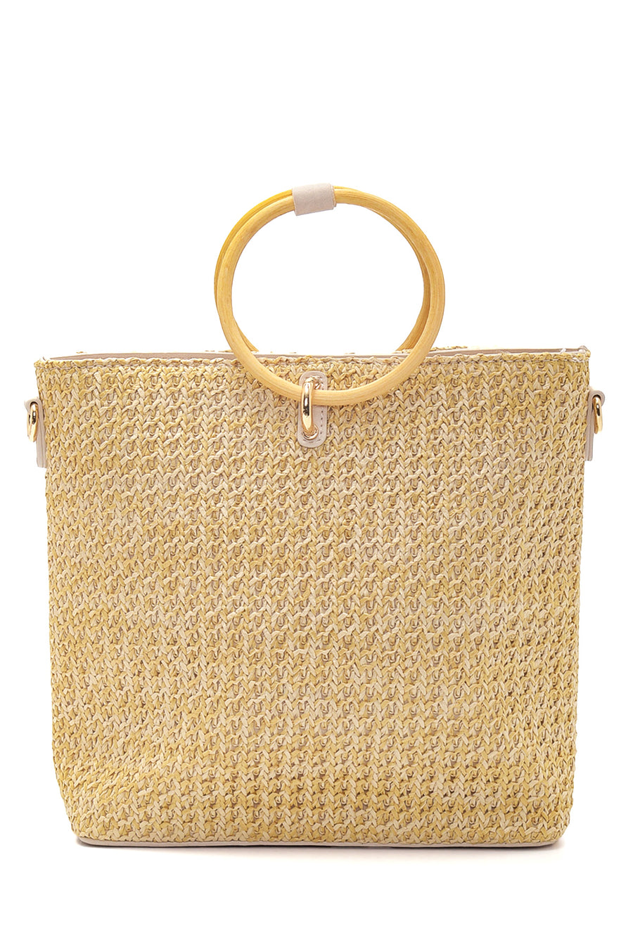 Women's Beige Straw Shoulder Bag