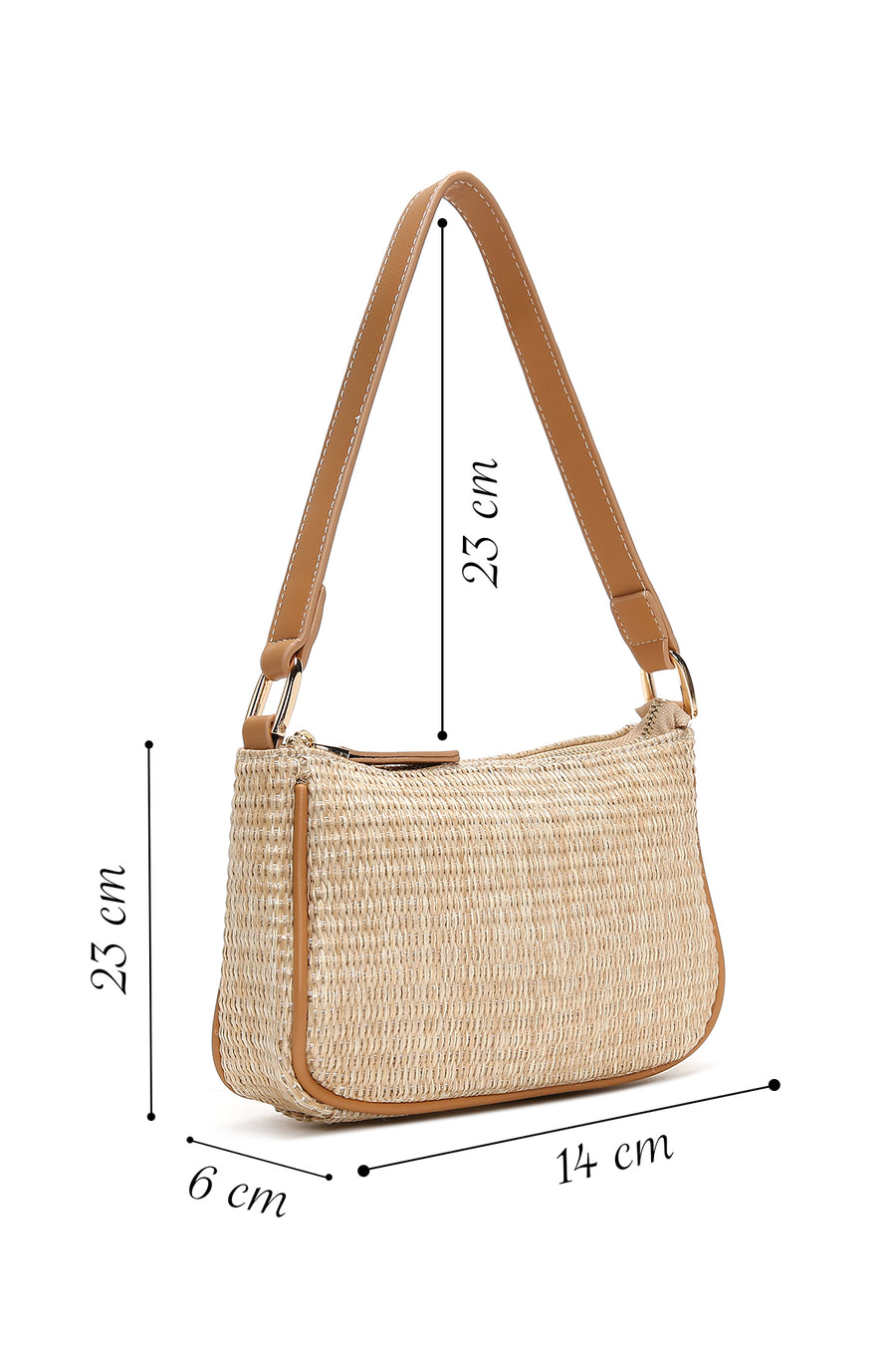 Women's Beige Straw Shoulder Bag