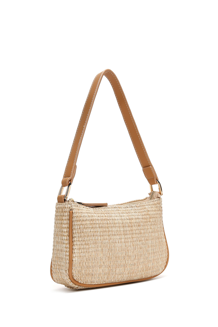 Women's Beige Straw Shoulder Bag