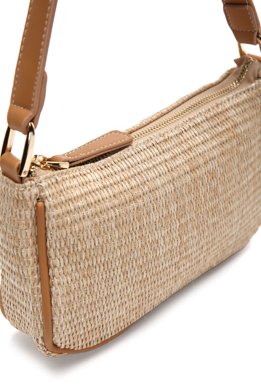 Women's Beige Straw Shoulder Bag