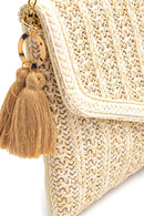 Women's Beige Portfolio with Wicker Accessories | Derimod