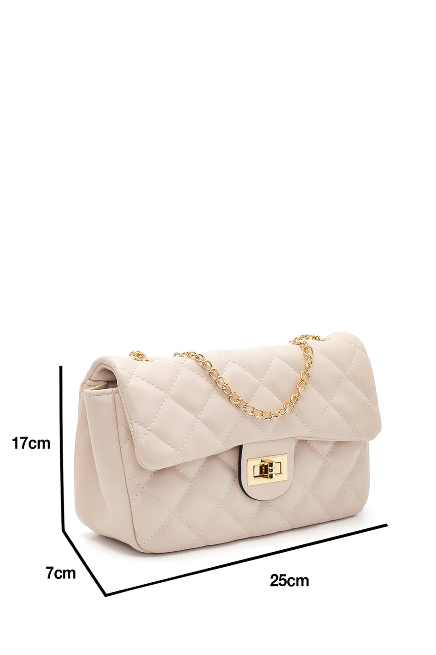 Women's Beige Quilted Crossbody Bag