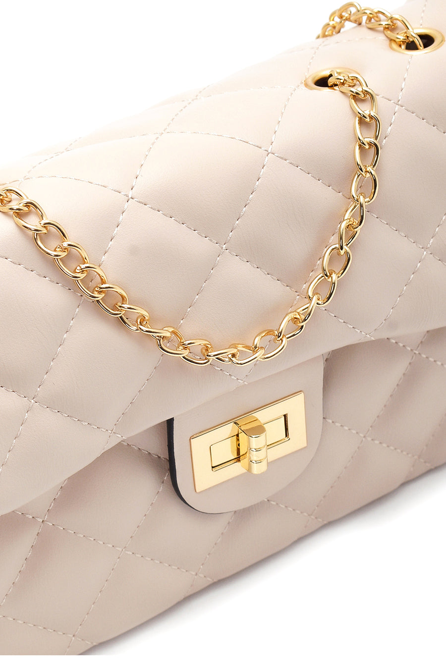 Women's Beige Quilted Crossbody Bag