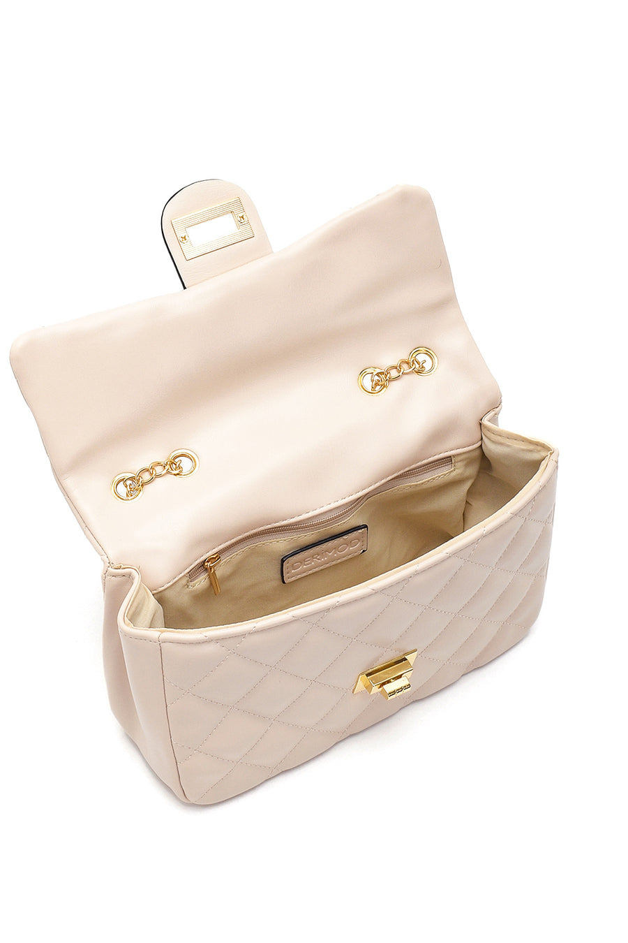 Women's Beige Quilted Crossbody Bag
