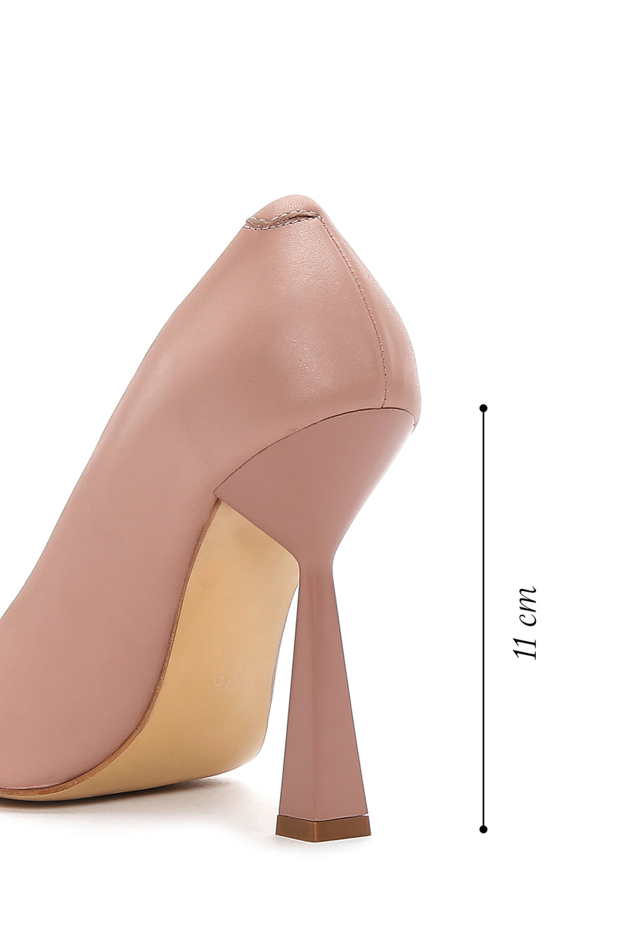 Women's Beige Leather Heeled Shoes