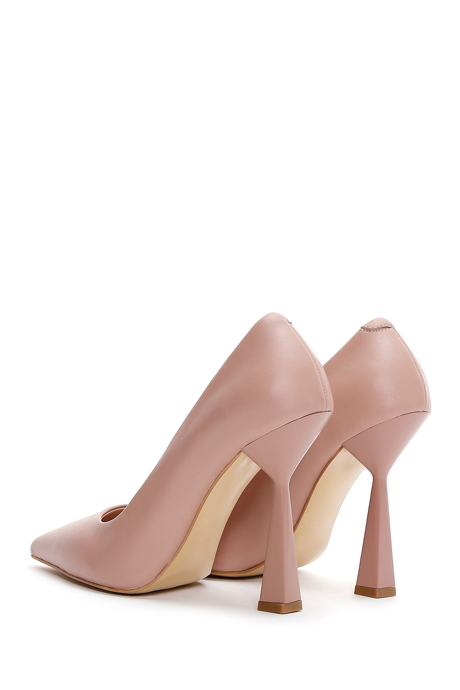 Women's Beige Leather Heeled Shoes