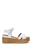 Women's Leather Braided Wedge Heel Sandals | Derimod