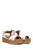 Women's Leather Braided Wedge Heel Sandals | Derimod