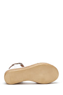 Women's Leather Braided Wedge Heel Sandals | Derimod