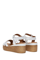 Women's Leather Braided Wedge Heel Sandals | Derimod