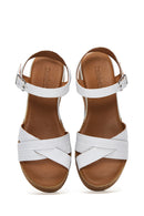 Women's Leather Braided Wedge Heel Sandals | Derimod