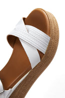 Women's Leather Braided Wedge Heel Sandals | Derimod