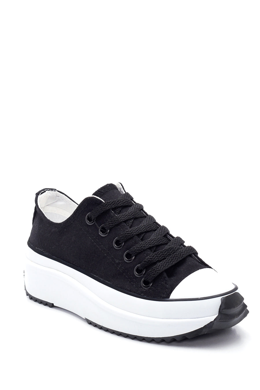 Kadın Siyah Kalın Tabanlı Kumaş Sneaker