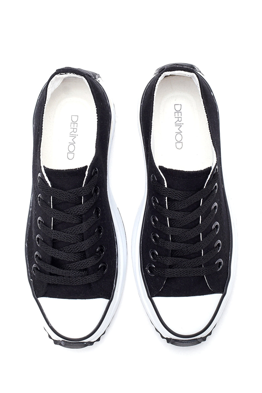 Kadın Siyah Kalın Tabanlı Kumaş Sneaker