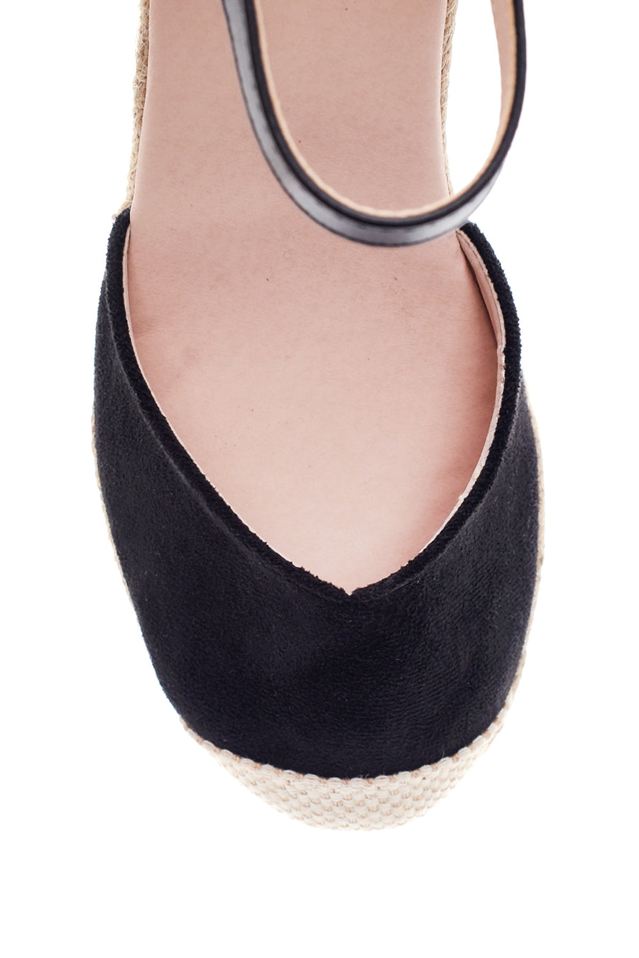 Women's Black Suede Wedge Heel Espadrille Sandals