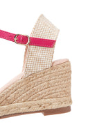 Women's Pink Suede Wedge Heel Espadrille Sandals | Derimod