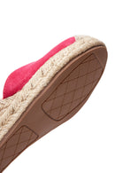 Women's Pink Suede Wedge Heel Espadrille Sandals | Derimod