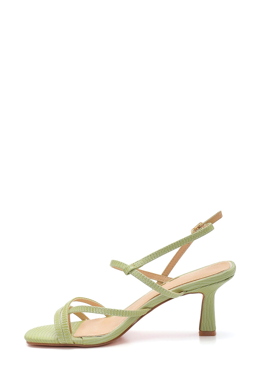 Women's Green Printed Heeled Sandals
