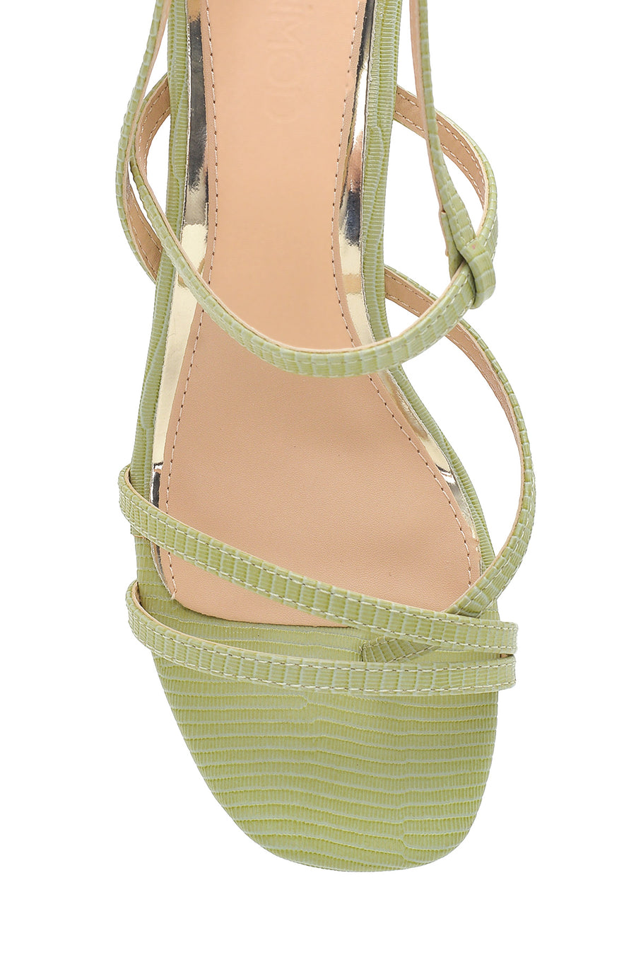 Women's Green Printed Heeled Sandals