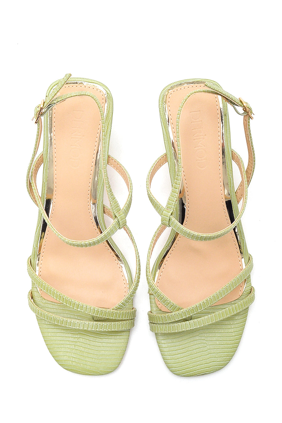 Women's Green Printed Heeled Sandals