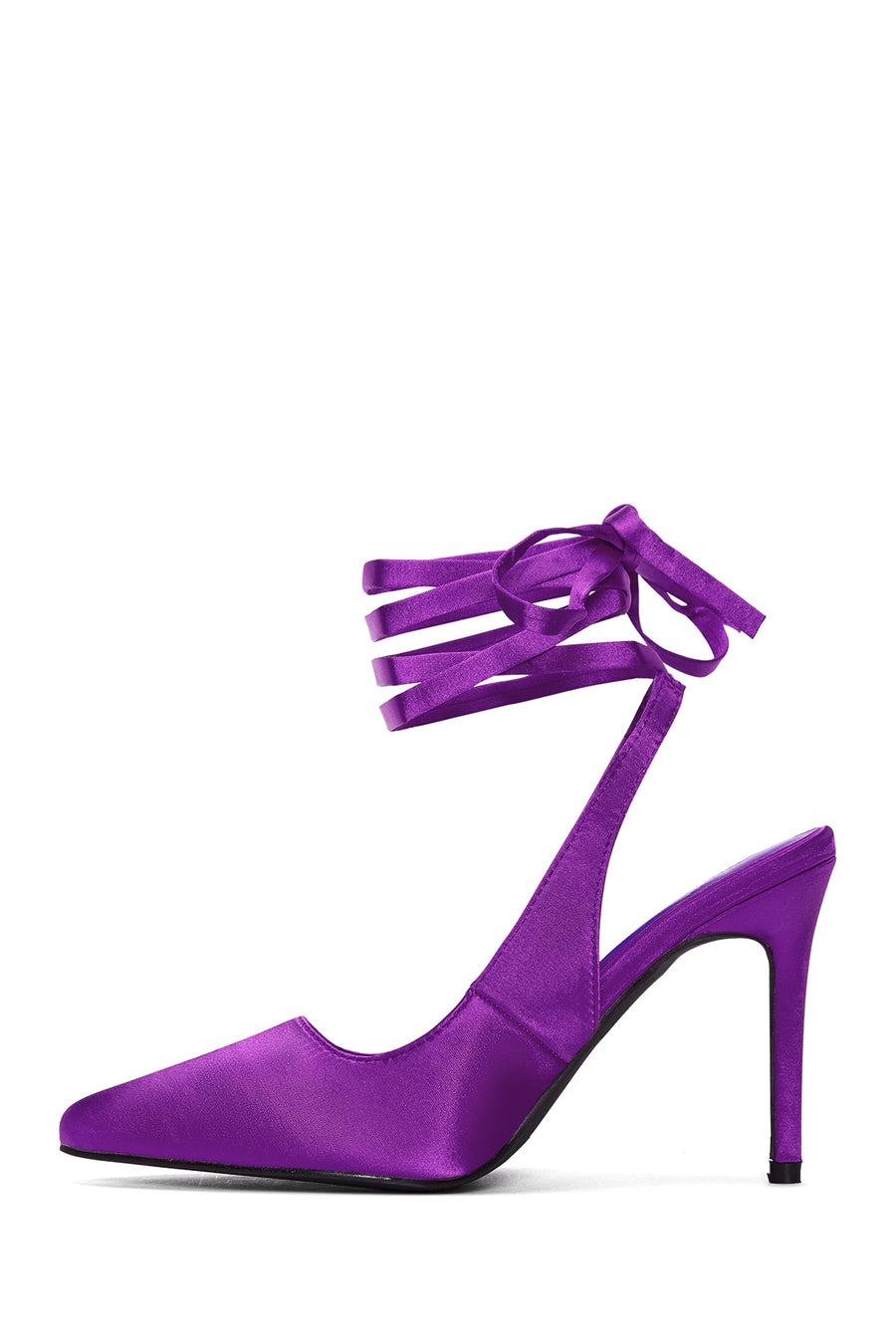 Women's Purple Ankle Strap Satin Heeled Shoes