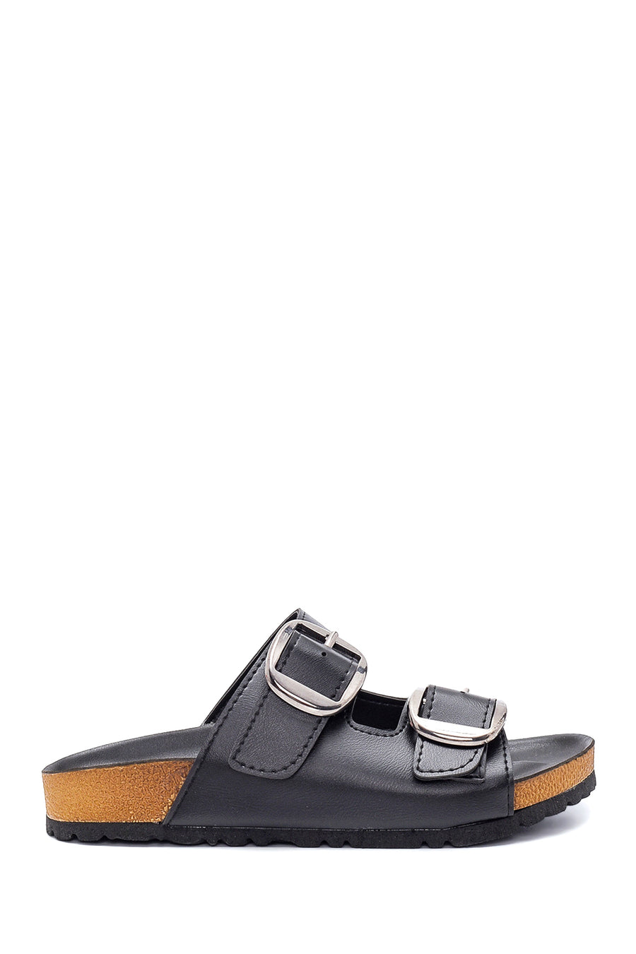 Women's Black Double Buckle Slippers 22SFE520018 | Derimod