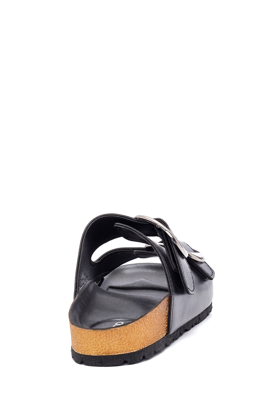 Women's Black Double Buckle Slippers