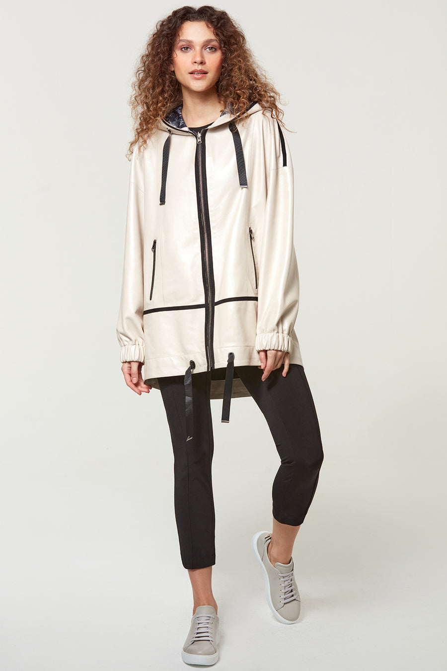 Valeria Women's White Oversize Leather Jacket