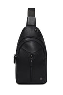 Men's Black Leather Crossbody Bag | Derimod