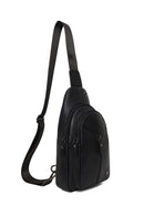 Men's Black Leather Crossbody Bag | Derimod