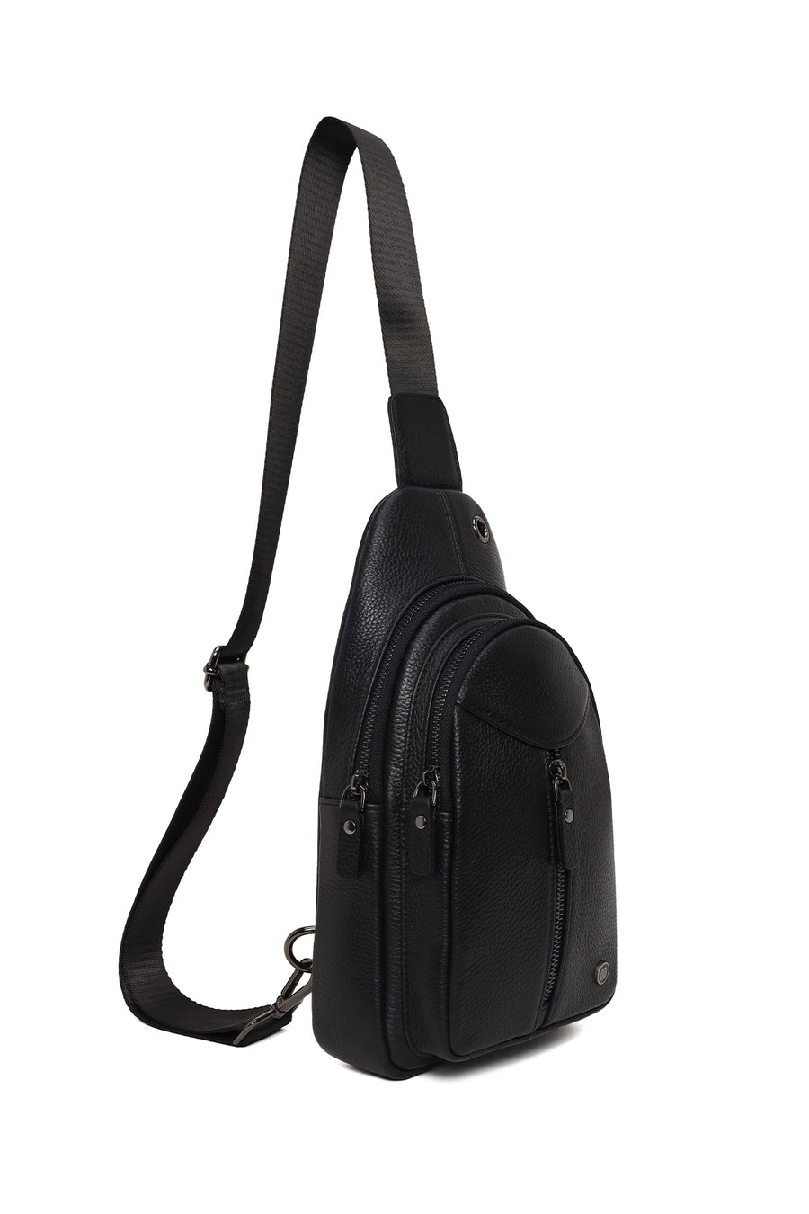 Men's Black Leather Crossbody Bag