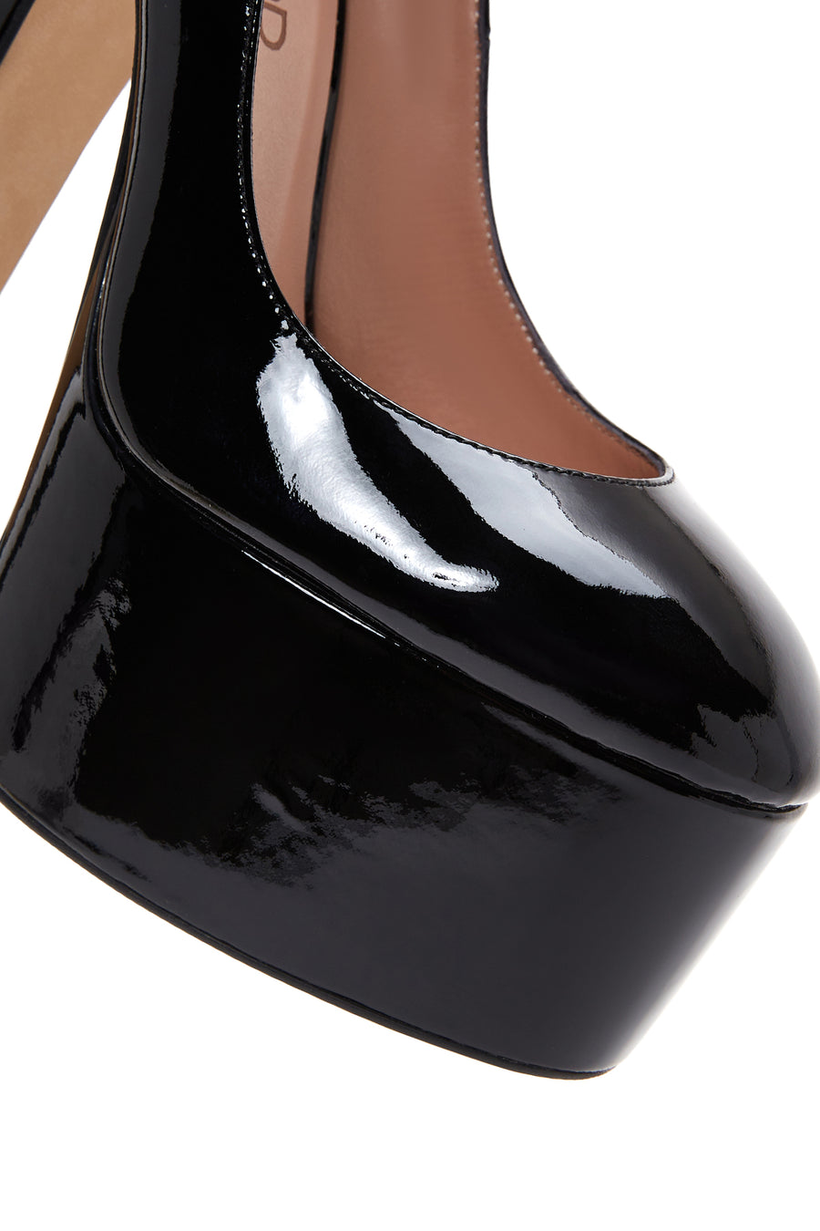 Women's Black Leather Platform Heeled Shoes