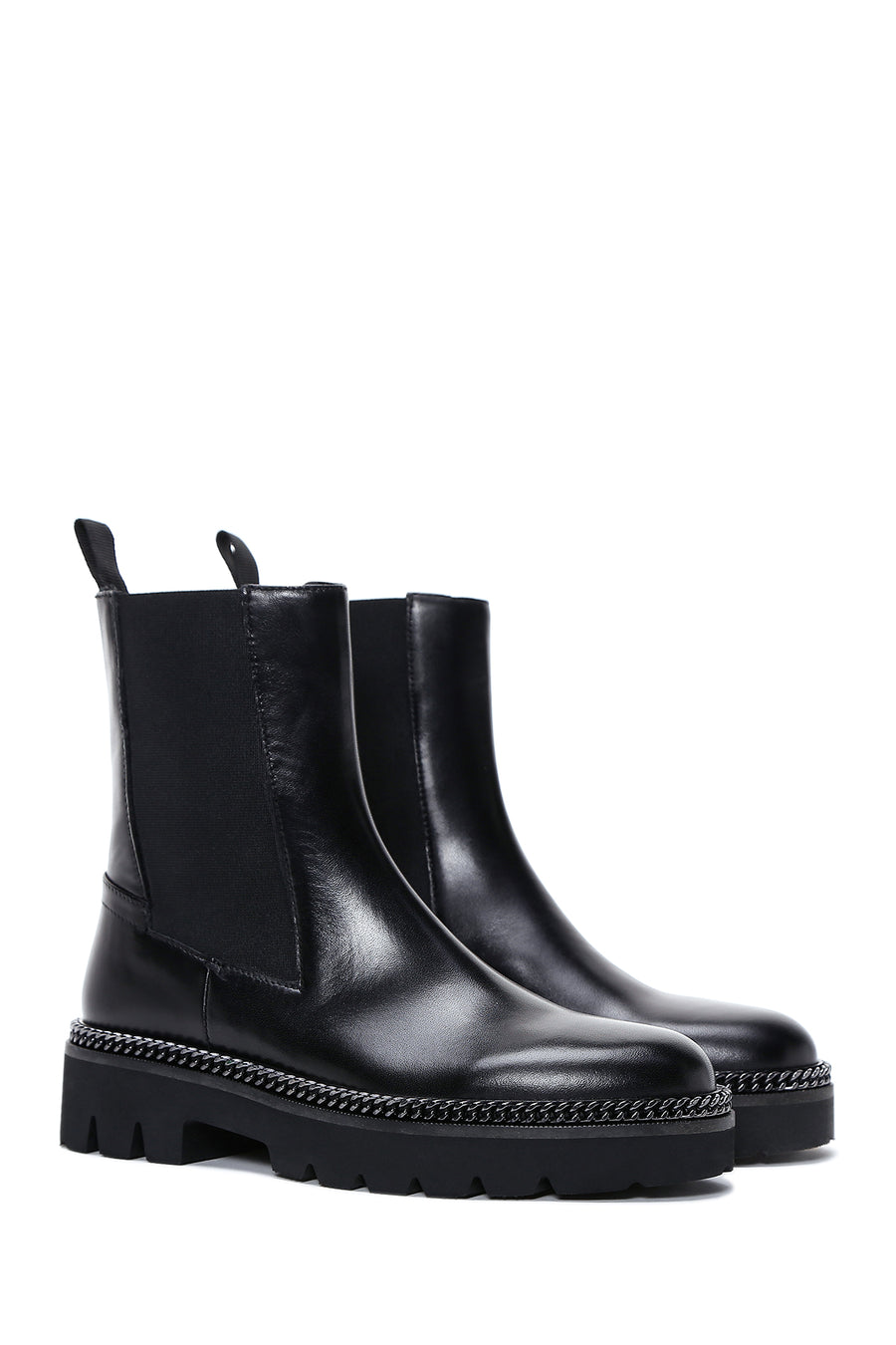 Women's Black Leather Chelsea Boots