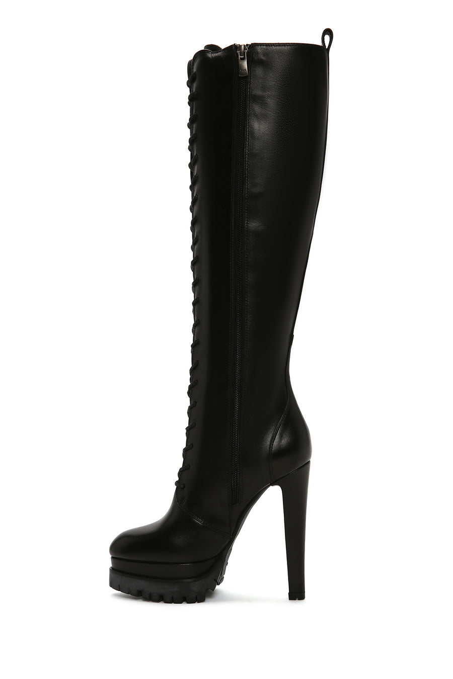 Women's Black Platform High Heel Leather Boots