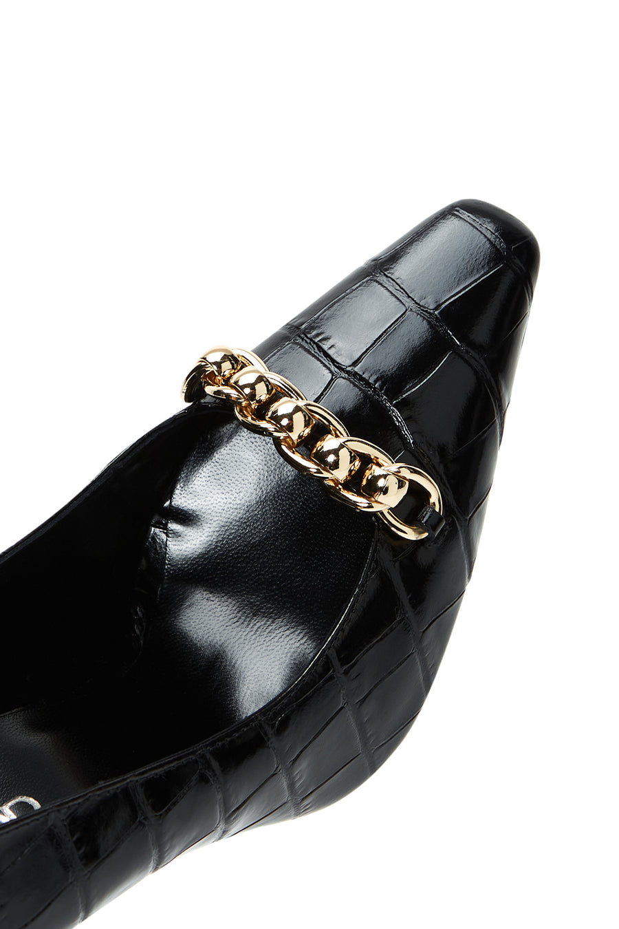 Women's Black Crocodile Leather Heeled Shoes