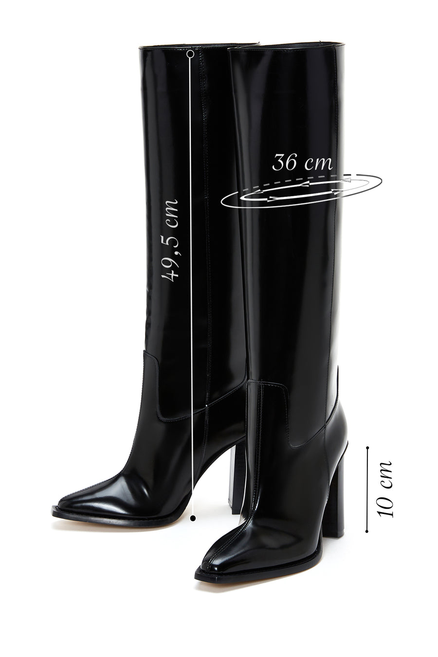 Women's Black Leather High Heel Boots