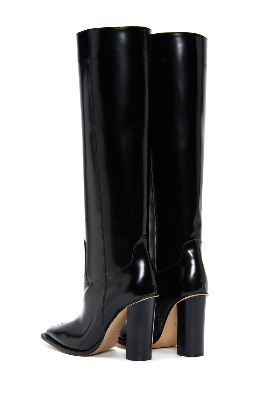 Women's Black Leather High Heel Boots