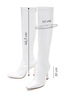 Women's White Leather High Heeled Boots | Derimod