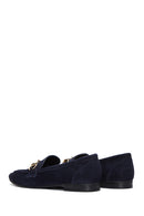 Women's Navy Blue Suede Leather Loafer | Derimod