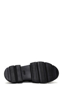 Women's Black Leather Masculine Loafer | Derimod