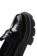 Women's Black Leather Masculine Loafer | Derimod