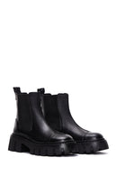 Women's Black Leather Thick Soled Flat Chelsea Boots | Derimod
